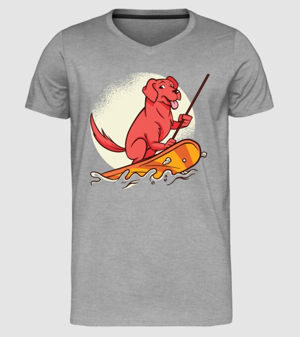 Câine vâslind model gri pe tricou