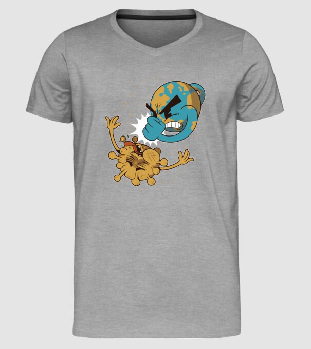 Pământ vs Coronavirus model gri pe tricou