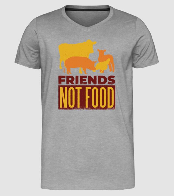 Friends not Food Vegán model gri pe tricou