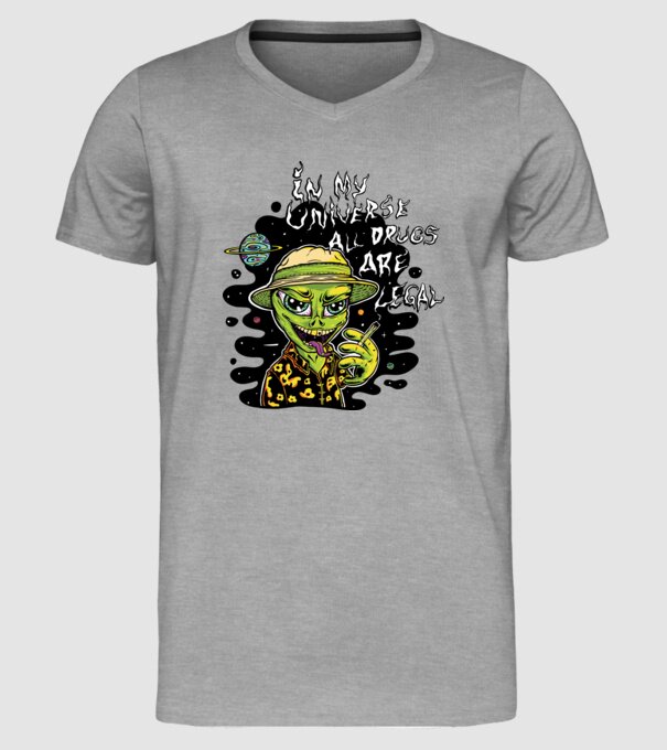 Alien drogat model gri pe tricou