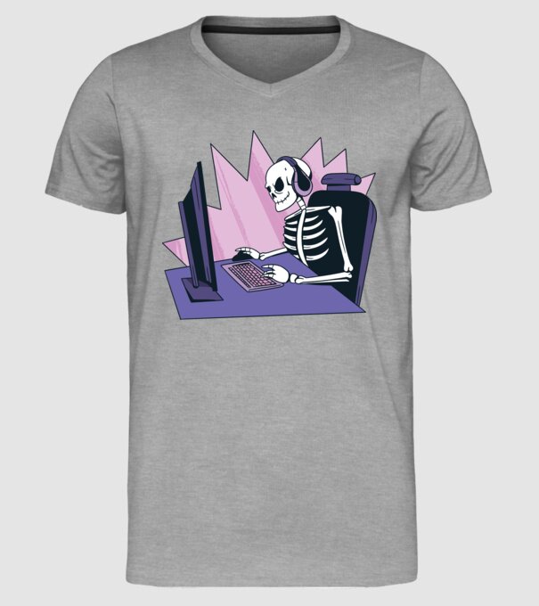 Schelet Gamer model gri pe tricou