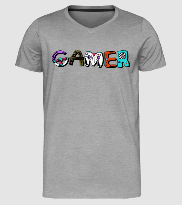 Inscripție Gamer model gri pe tricou