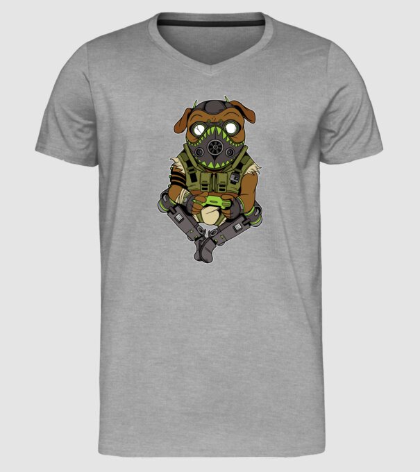 Mops Gamer model gri pe tricou