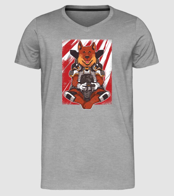 Gamer Ciobănesc german Apex model gri pe tricou