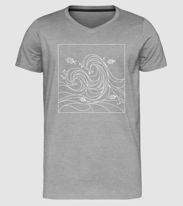 Ocean geometric model gri pe tricou