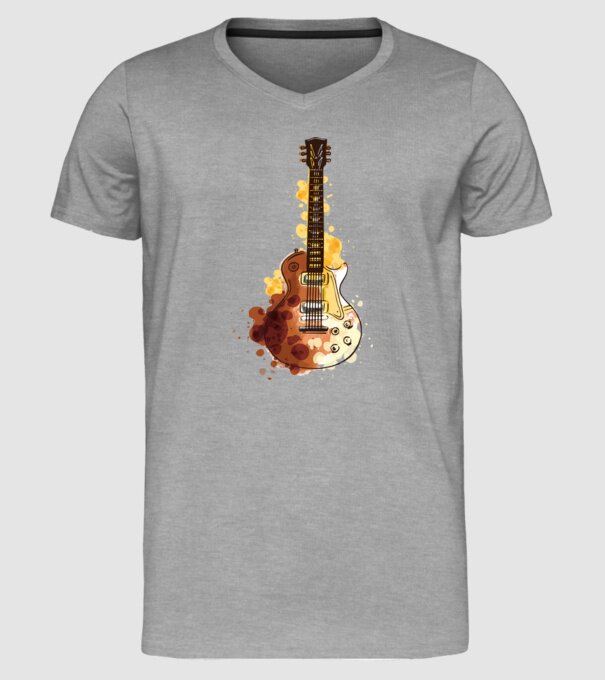 Chitara Pictură model gri pe tricou