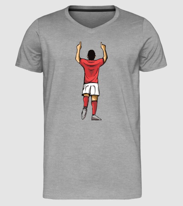 Fotbalist sărbătorind golul model gri pe tricou