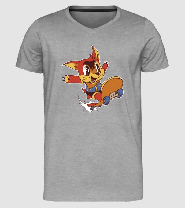 Veveriță Skateboarder model gri pe tricou