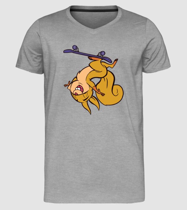 Veveriță Skateboarder model gri pe tricou