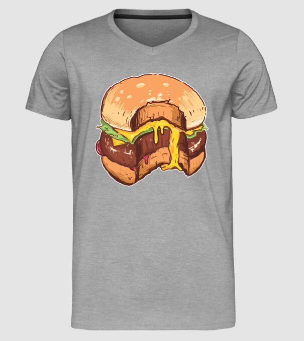 Hamburger model gri pe tricou