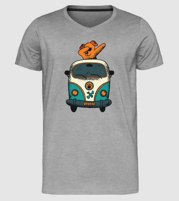 Microbuz Hippi Câine DAB model gri pe tricou