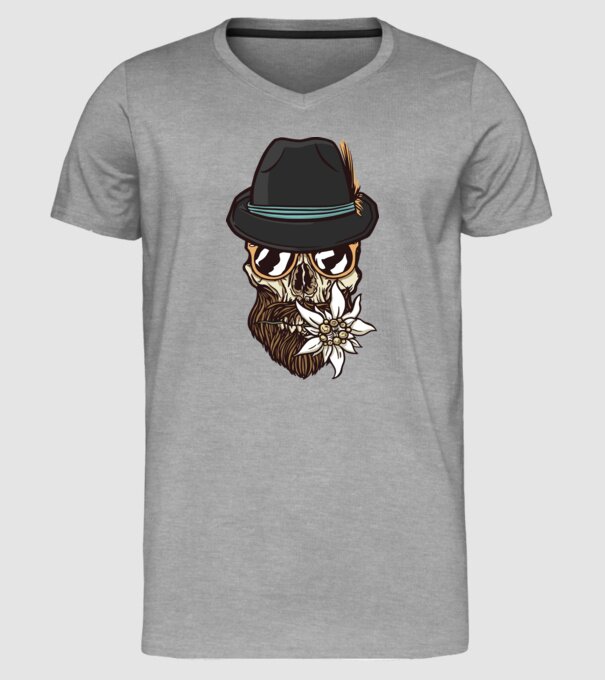 Craniu Hipster model gri pe tricou