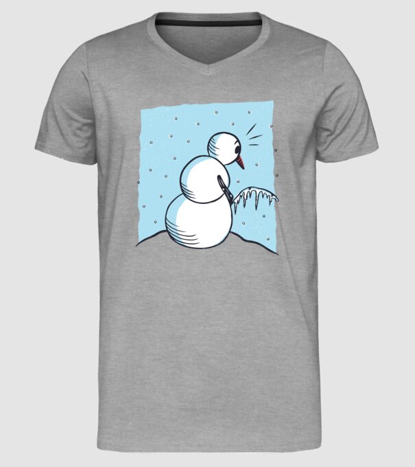 Om de zăpadă face pipi tricou amuzant model gri pe tricou