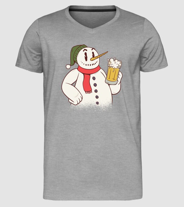 Om de zăpadă cu bere model gri pe tricou