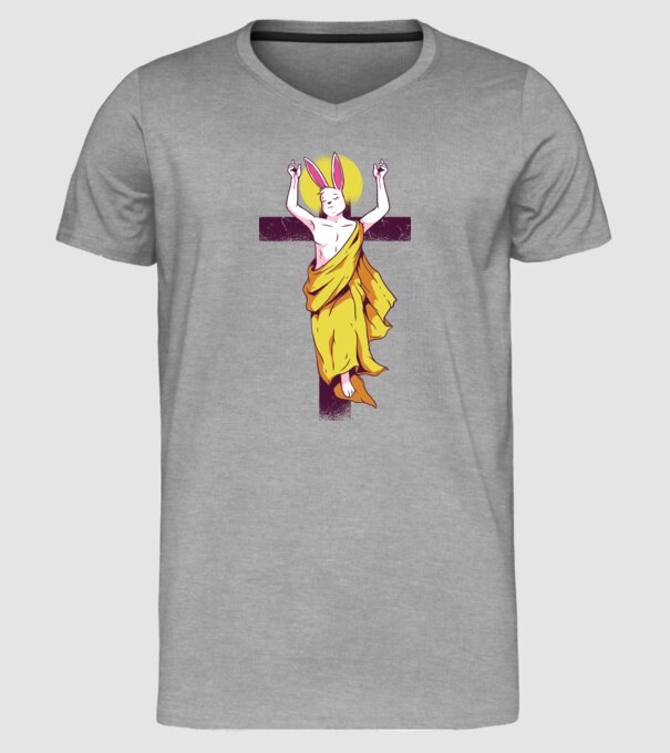 iepuraș de Paște Înviere model gri pe tricou