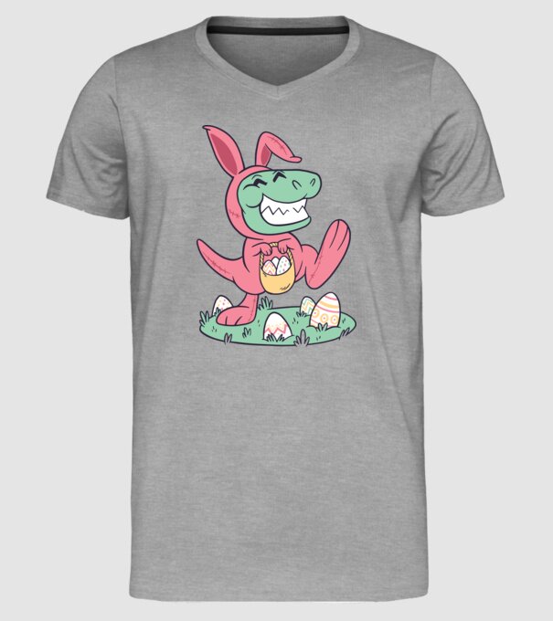 T-rex de Paște model gri pe tricou