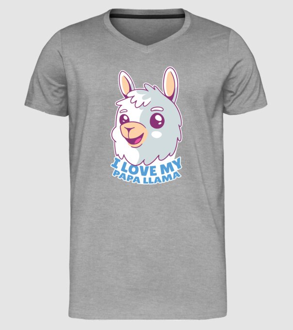 I Love My Papa Llama tricou drăguț cu lamă pentru bunicul model gri pe tricou
