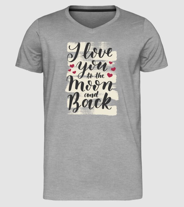 'I love you to the moon and back tricou drăguț Valentine''s Day' model gri pe tricou