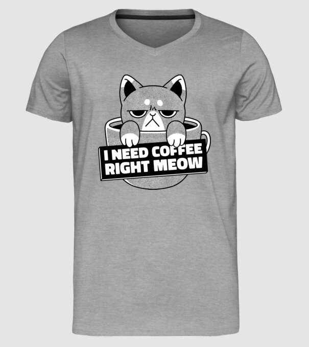 I need Coffee Right Meow model gri pe tricou