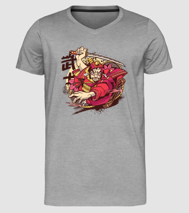 Războinic japonez model gri pe tricou