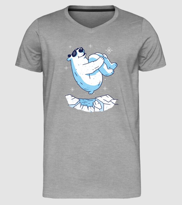 Urs polar Săritură bombă model gri pe tricou