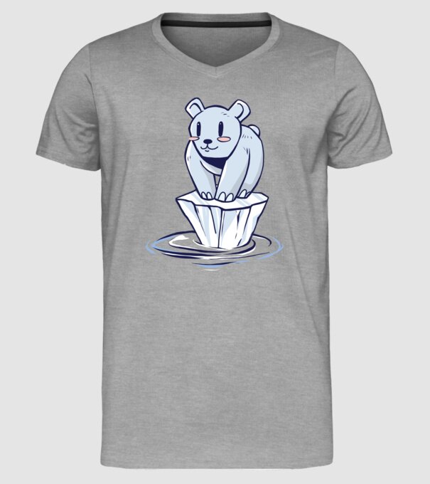 Urs polar pe gheața care se topește model gri pe tricou