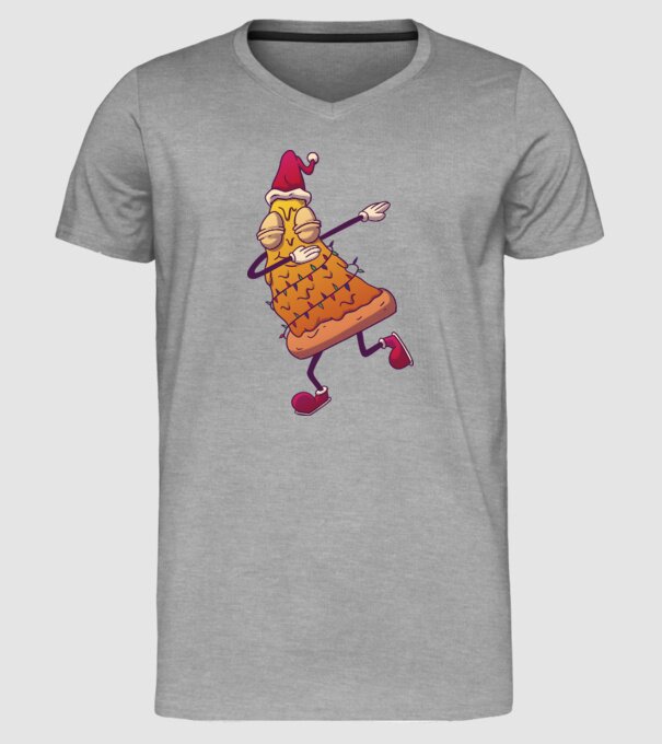 Pizza de Crăciun DAB model gri pe tricou