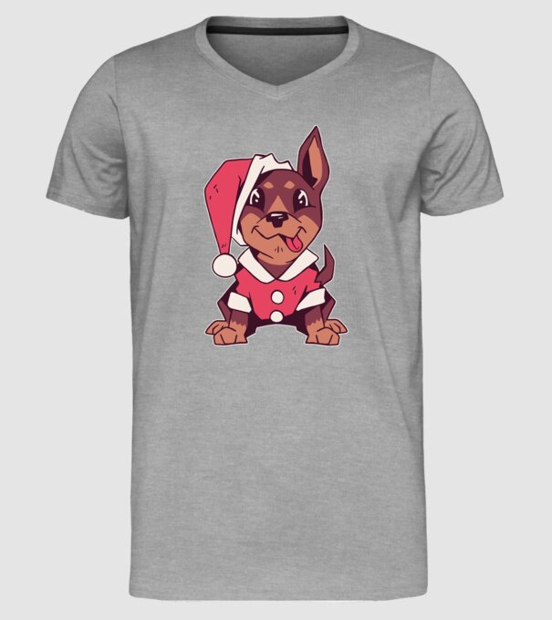 Teckel de Crăciun model gri pe tricou