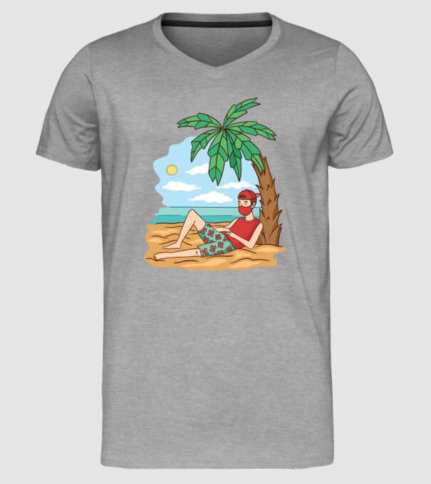 Vacanță în carantină model gri pe tricou