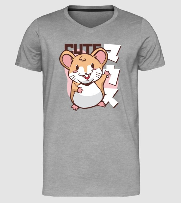 Șoarece Kawaii model gri pe tricou