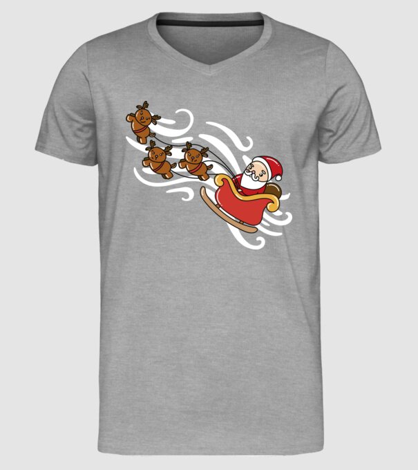 Kawaii sanie Moș Crăciun model gri pe tricou