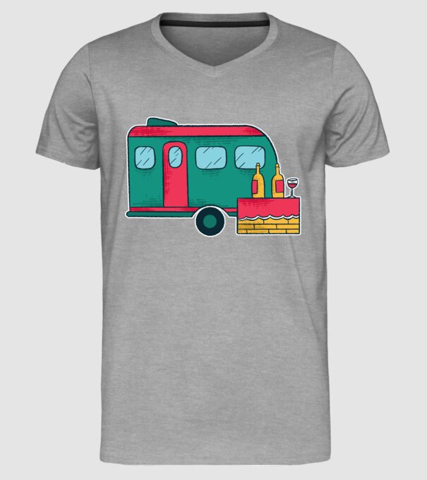 Autorulotă Camping model gri pe tricou