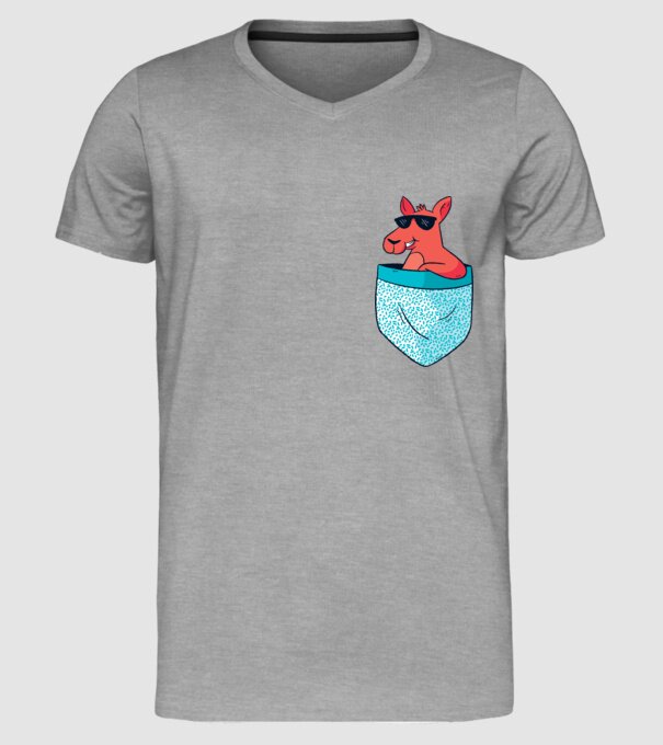 buzunar Cangur model gri pe tricou