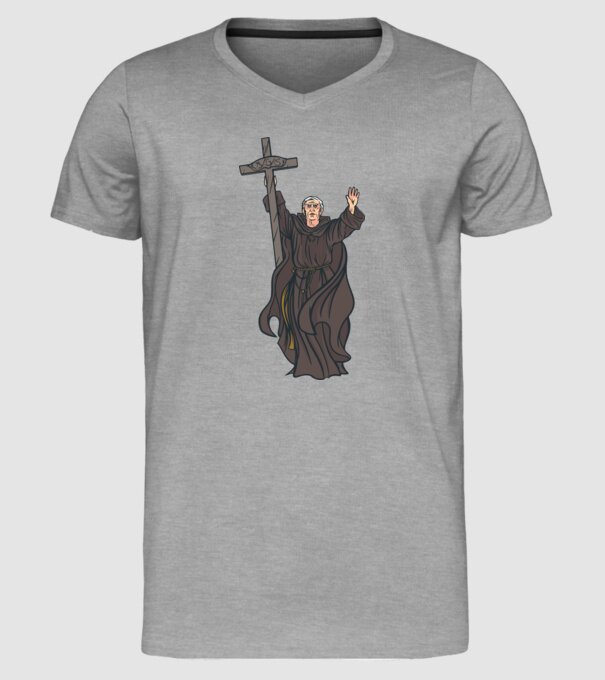 Călugăr creștin model gri pe tricou