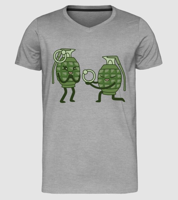 Grenadă de mână Cerere în căsătorie Dragoste model gri pe tricou
