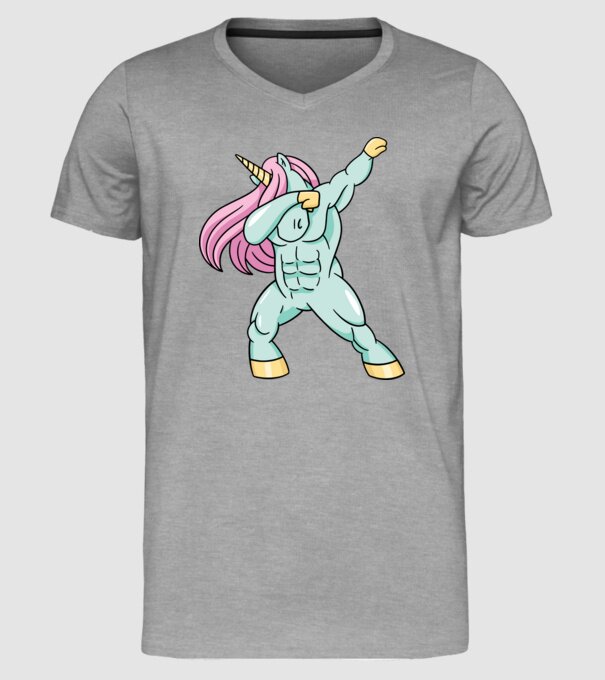 Unicorn Body Building DAB model gri pe tricou