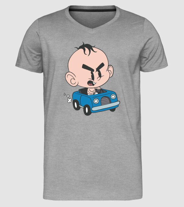 Copilaș cu mașină model gri pe tricou