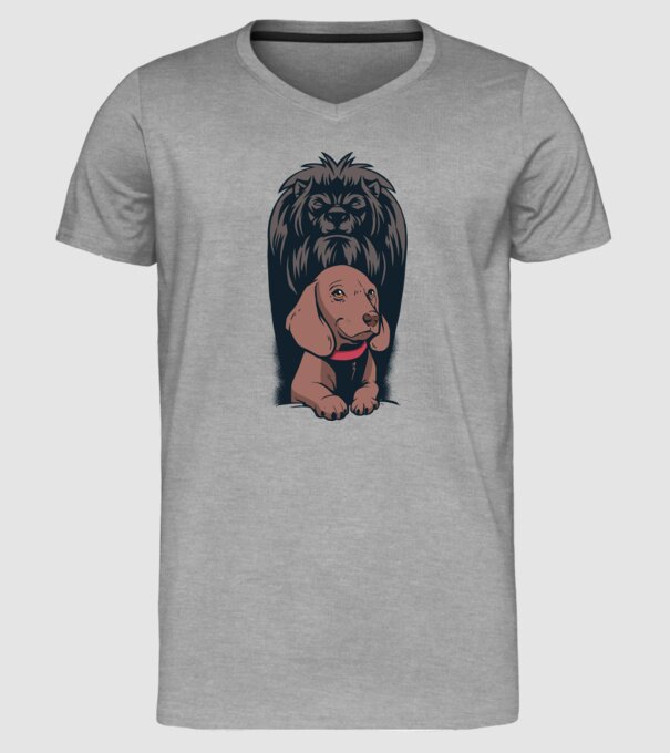 Cățeluș Leu cu umbră model gri pe tricou