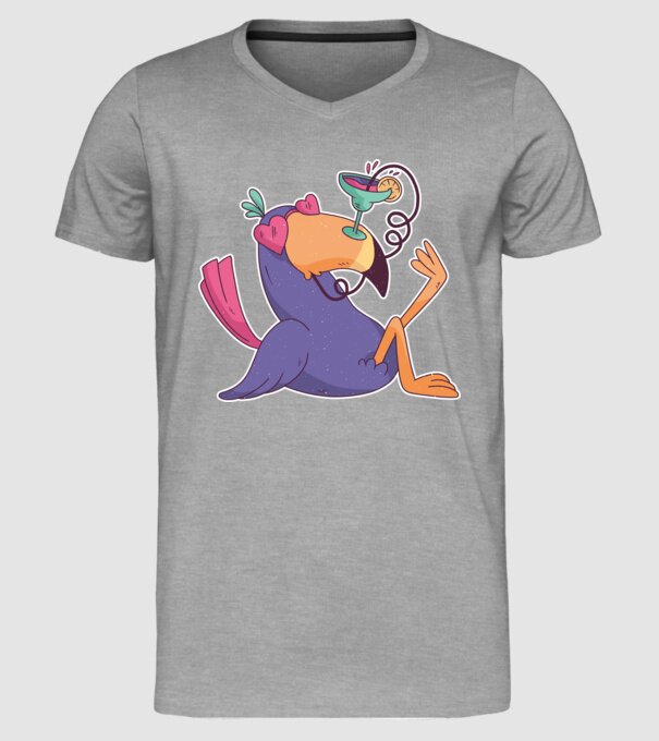 Toucan cu cocktail model gri pe tricou