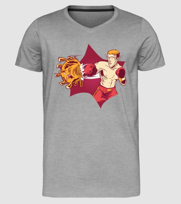 Coronavirus KO - Box model gri pe tricou
