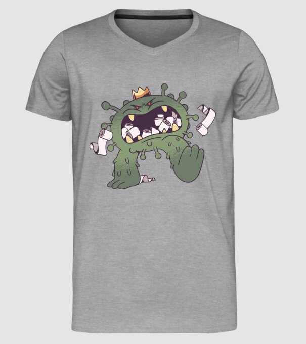 Monstru de hârtie igienică Coronavirus model gri pe tricou