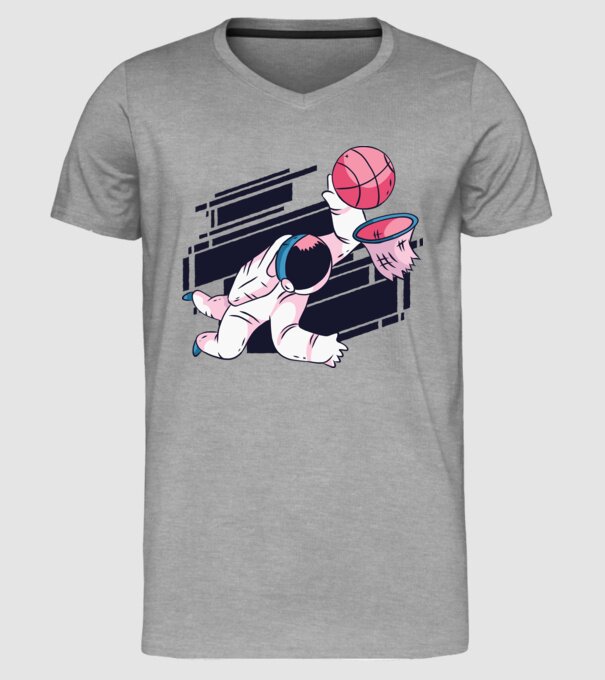 Astronaut Baschetbalist model gri pe tricou