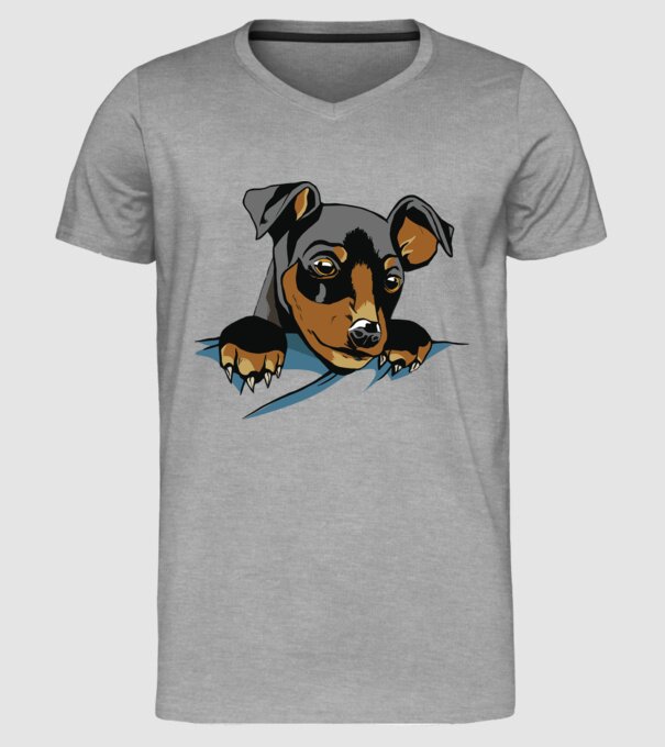 tricou drăguț câine în buzunar pentru iubitorii de câini model gri pe tricou