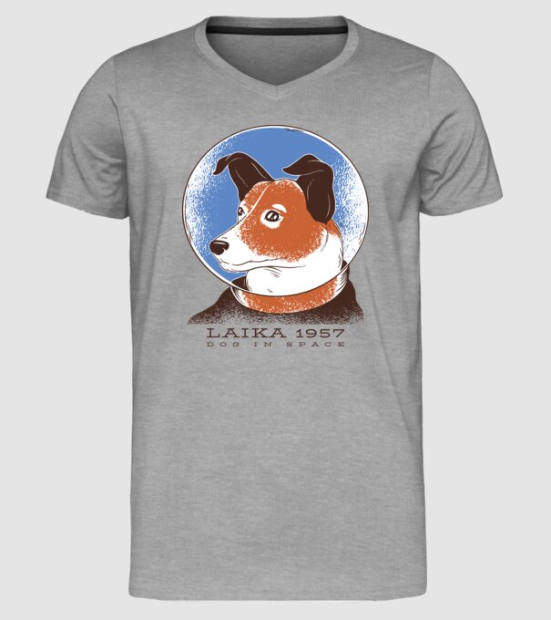 Laika 1957 - Câine în spațiu model gri pe tricou