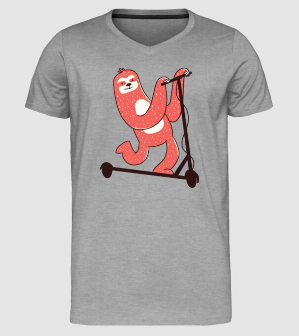 Leneș pe trotinetă model gri pe tricou