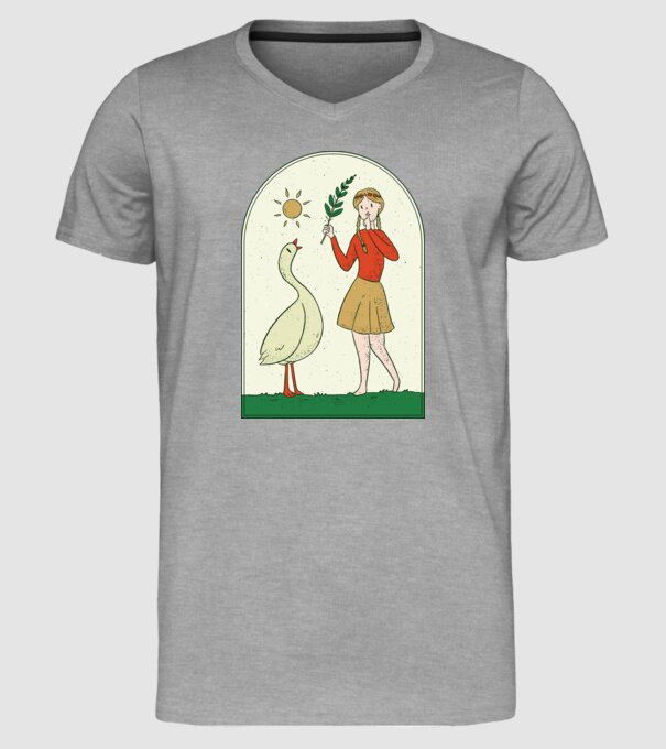 Poveste cu fata și gâsca model gri pe tricou