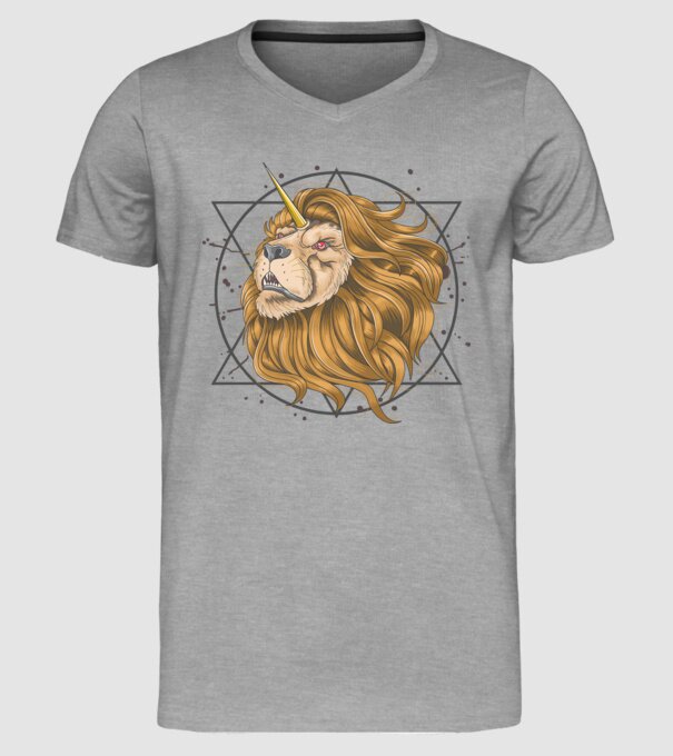 lion unicorn model gri pe tricou