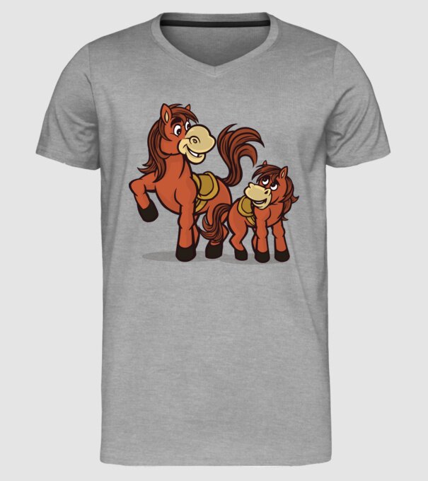 Cal cu mânz model gri pe tricou