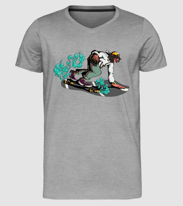 Longboard model gri pe tricou