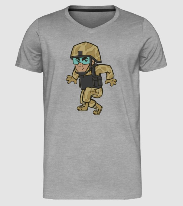 Soldat strecurându-se model gri pe tricou